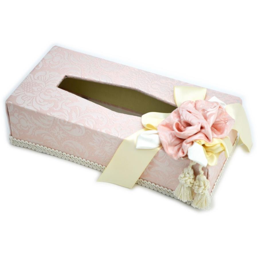 ティッシュボックスケース 薔薇 JENNIFER Haruno ピンク グレー ( 布 