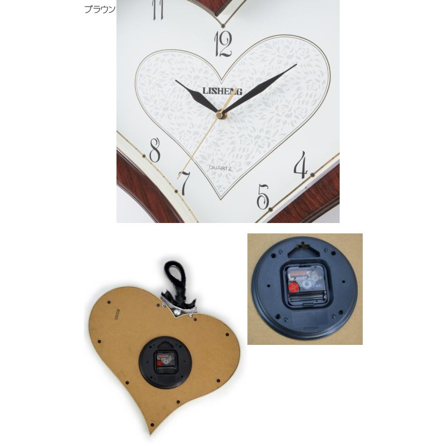 壁掛け時計 ハート型 ブラウン アイボリー ロココ調 ヨーロッパ調