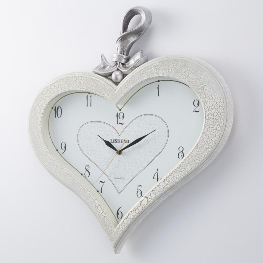 壁掛け時計 ハート型 ブラウン アイボリー ロココ調 ヨーロッパ調