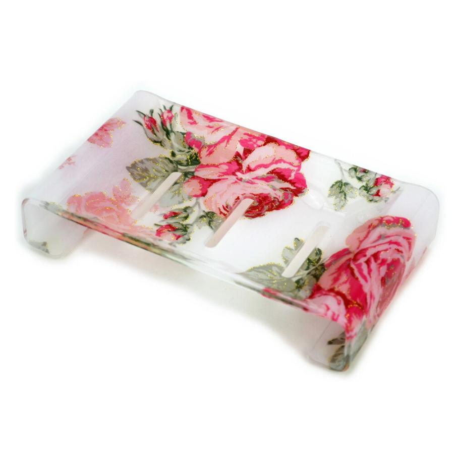 ソープディッシュ ルーシー 薔薇柄 ピンク ゴールド アクリル 花柄ソープトレー 石鹸入れ おしゃれ バスグッズ ローズ おしゃれ 洗面グッズ 風呂用品 薔薇雑貨 ザッカリア 通販 Yahoo ショッピング