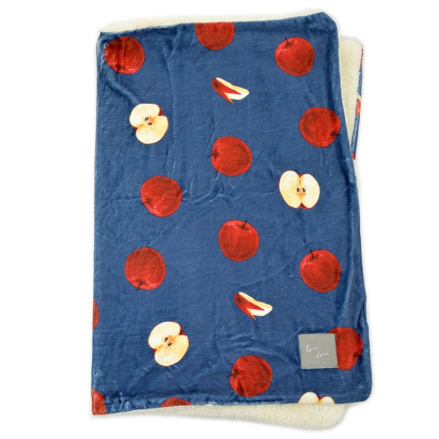 ブランケット ひざ掛け フルーツ ボア付き 2重 厚手 デジプリ