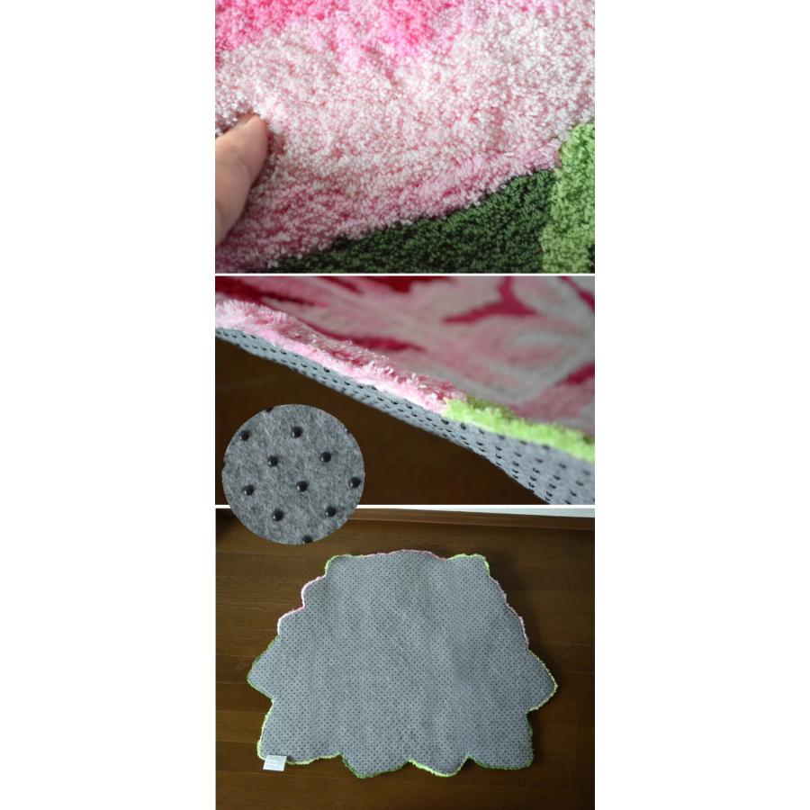 フロアマット ローズ ローズマット 1輪 80×60 薔薇柄 レッド ピンク