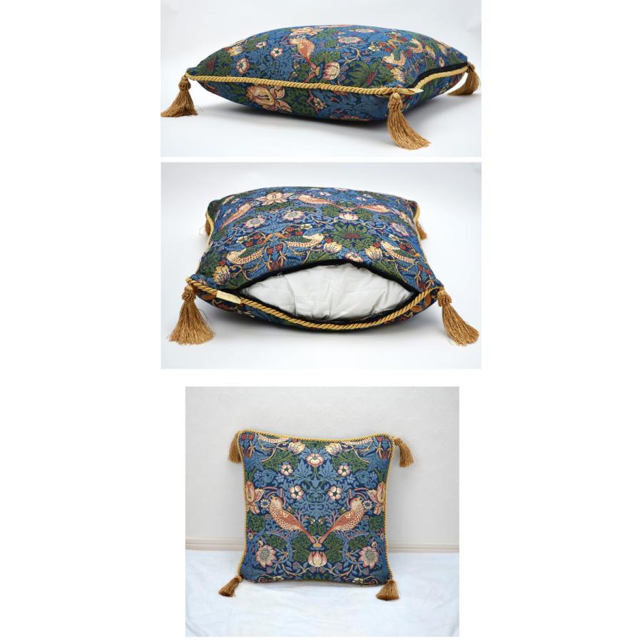 クッション Pillow ジェニファーテイラー いちご泥棒 藍色ウィリアム