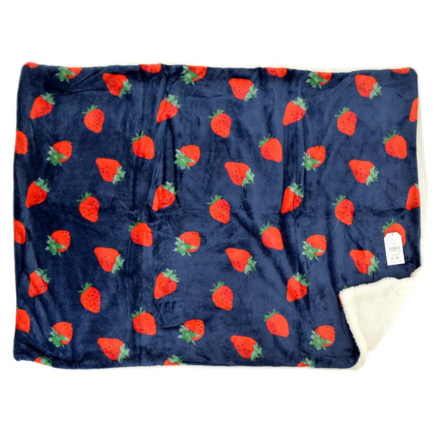 ブランケット ひざ掛け ストロベリー チェリー ボア付き 2重 73×100cm