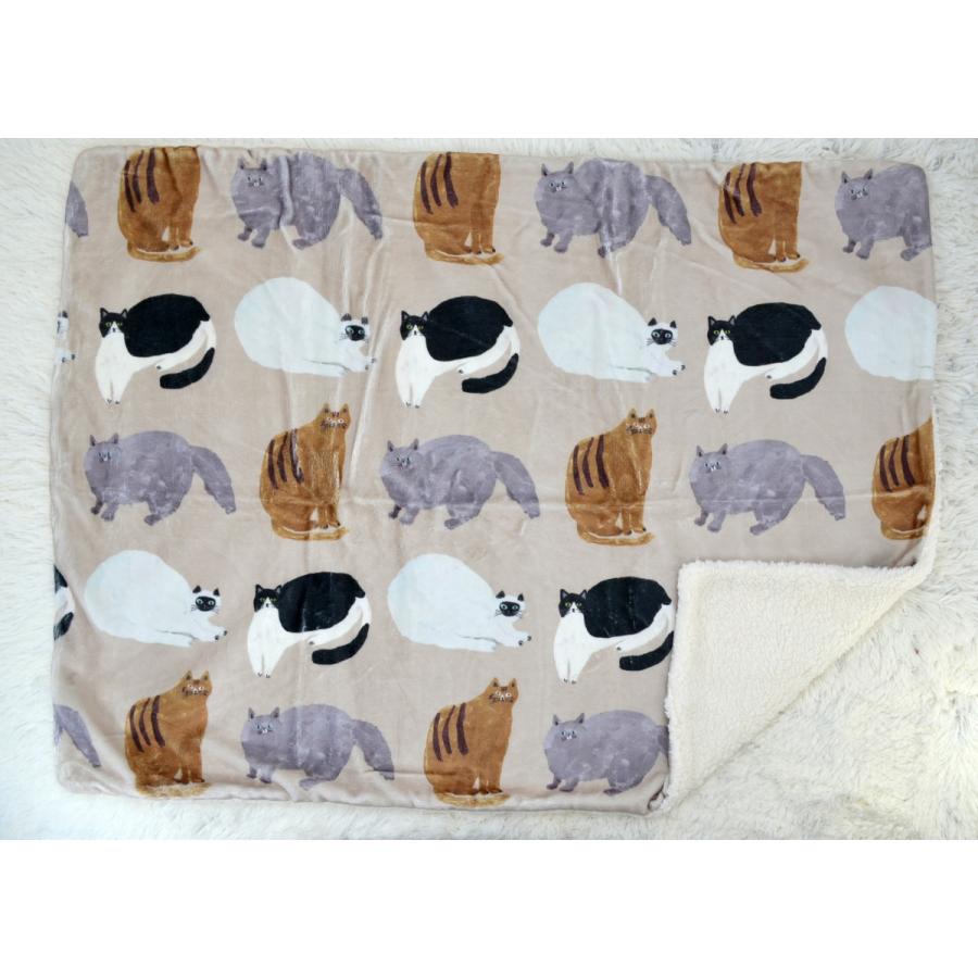 ブランケット ひざ掛け ハムスター 猫柄 ボア付き 2重 厚手 デジプリ