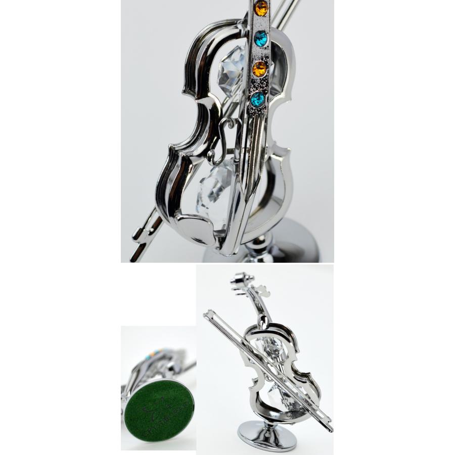 バイオリン クリスタルオーナメント シルバー ボヘミアガラス 音楽