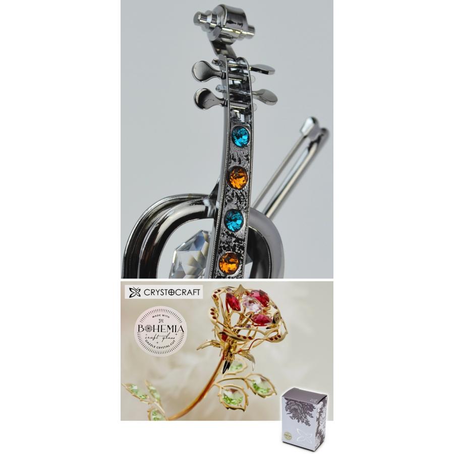 バイオリン クリスタルオーナメント シルバー ボヘミアガラス 音楽