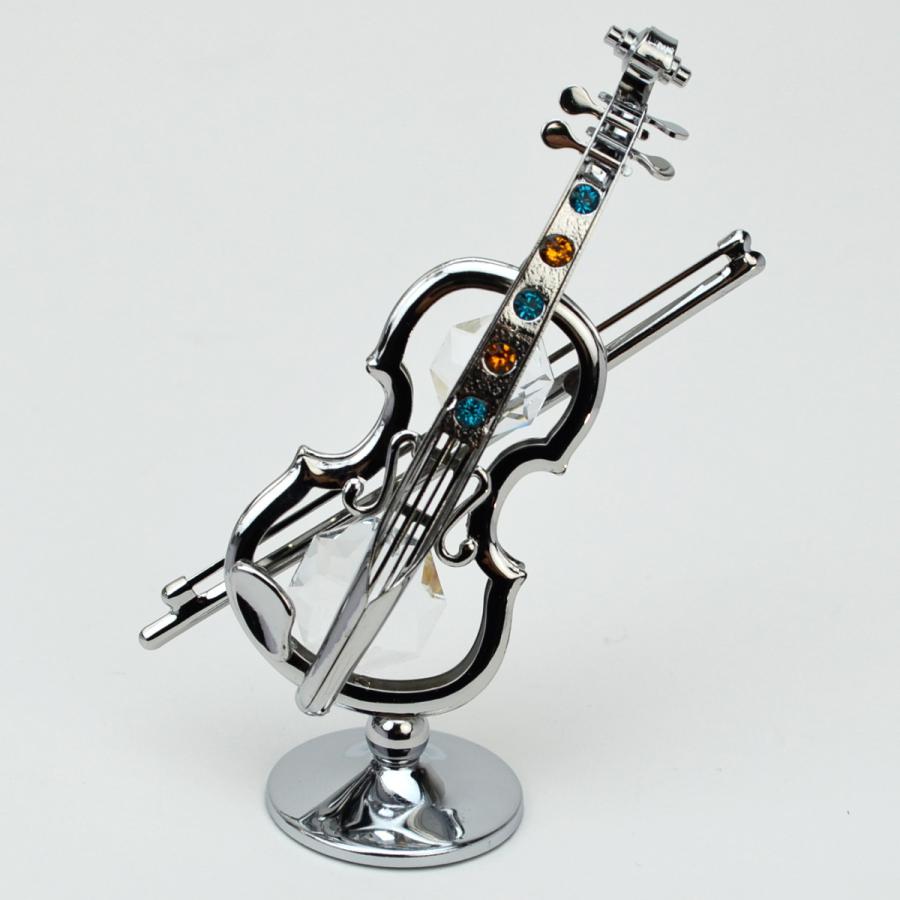 バイオリン クリスタルオーナメント シルバー ボヘミアガラス 音楽