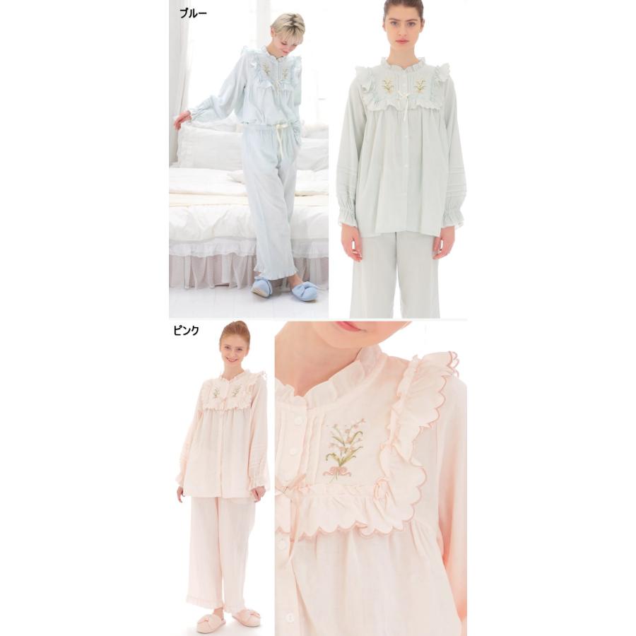 新品☆ナルエー ムーンタン 半袖パジャマ 綿100% M〜L☆小花 刺繍 ピンク 25_42419_pk.jpg