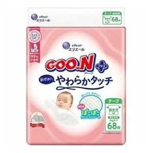 GOO.N プラス やわらかタッチ 新生児用 68枚×8パック GOO.N 大王製紙 グーンプラス 敏感肌にやわらかタッチ テープ 新生児