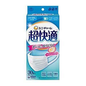 ユニチャーム 超快適マスク 極上耳ごこち ふつう30枚 : 雑貨屋