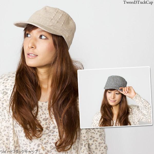 帽子 CAP 春 秋 冬 メンズ レディース ツイード3タックキャップ : 帽子