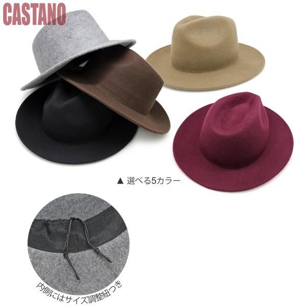 広つば フェルト 中折れハット 帽子 メンズ 秋冬 大きいサイズ : 帽子