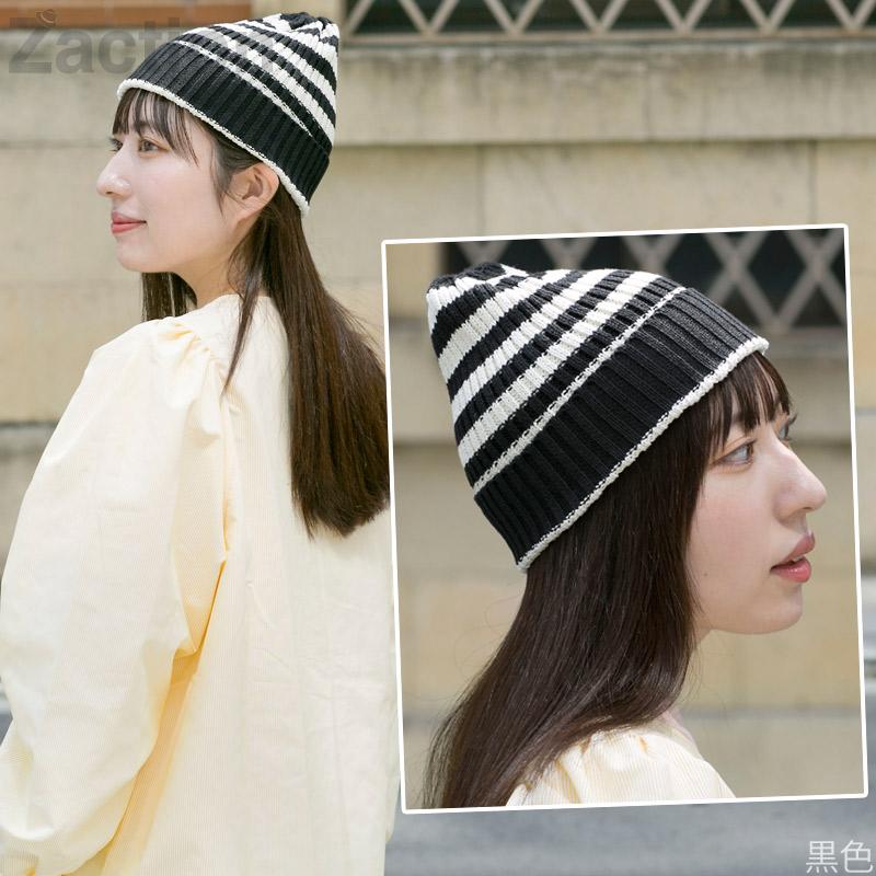 Zaction ニット帽 レディース 春夏 綿100 ボーダー パステル 帽子