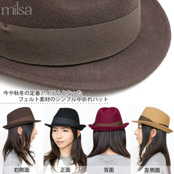 Nozyマニッシュフェルト中折れハット 帽子 レディース フェルトハット