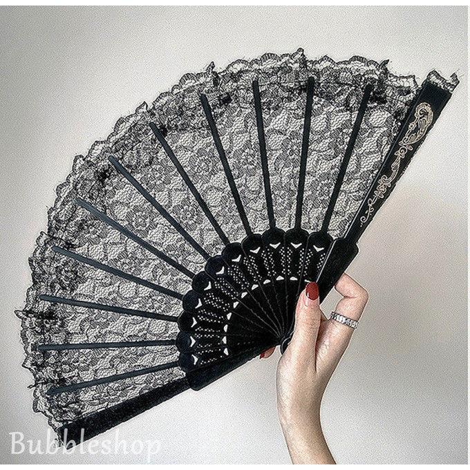 美術品 扇子 レース模様 風景画 扇子 レース メッキ装飾 コスプレ 中華風 オシャレ ファッション