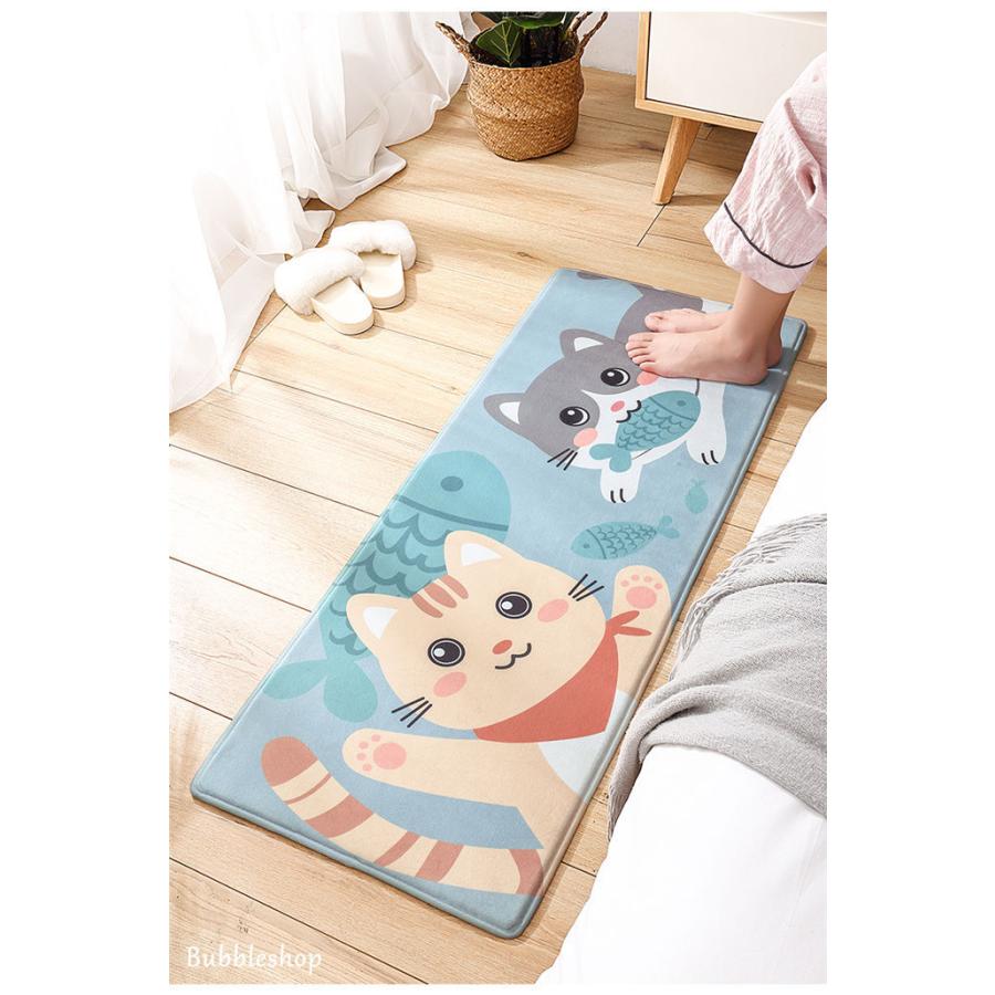 バスマット 玄関マット お風呂マット 台所マット カーペット 室内 浴室 洗面所 家庭用 吸水速乾 可愛い 猫柄 リビング インテリアマット 洗える 滑り止め 予約