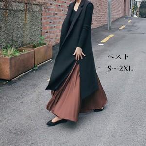 ベスト テーラードジャケット レディース ノースリーブ ロング丈 無地 着痩せ おしゃれ 通勤 オフィス 秋服 冬服 新作 送料無料
