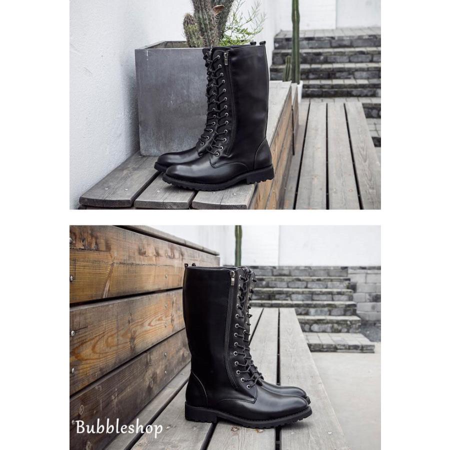 ブーツ メンズ ロングブーツ レザー エンジニアブーツ 男性 サイドに