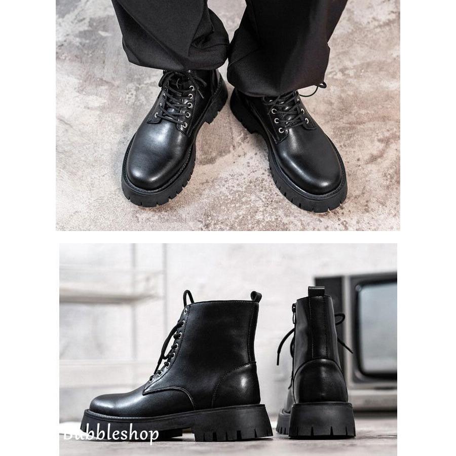 エンジニアブーツ メンズ ワークブーツ レザーシューズ PU革 紐靴 安定