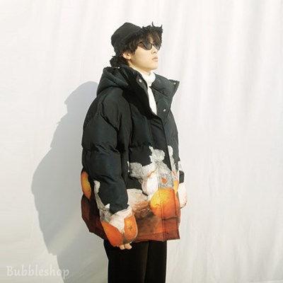 人気ブランドを 中綿コート カップル メンズ レディース ダウン風ジャケット ダウン風コート フード取り外し可能 ショート丈 プリント ヴィンテージ風 厚手 防寒 暖かい 冬服 メール便なら送料無料 Brivanbiotech Com