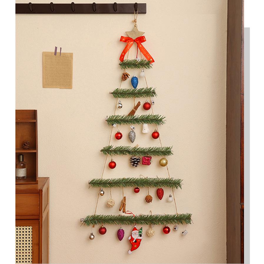 スーパーセール クリスマスツリー 木の壁掛けツリー 6段 木製スター