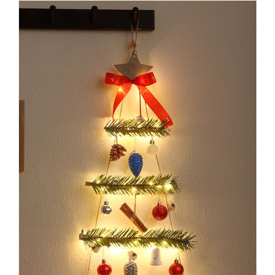 スーパーセール クリスマスツリー 木の壁掛けツリー 6段 木製スター