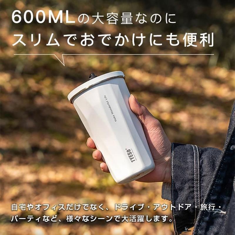 1820円購入可能！タンブラー 水筒 マグカップ ストロー付き 600ml 蓋