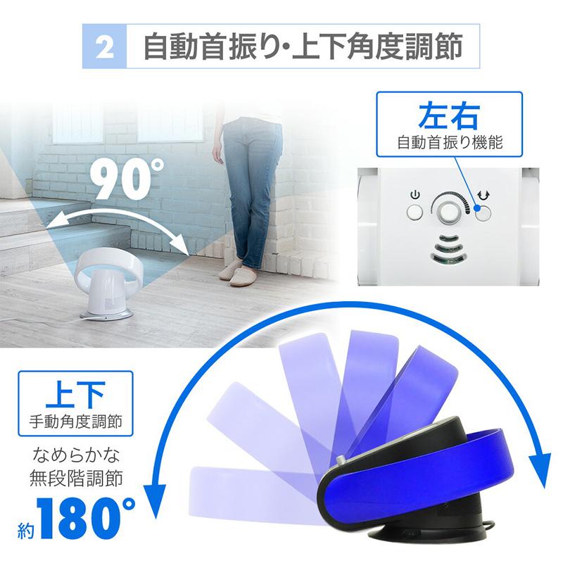 【羽なしサーキュレーター】リモコン付　扇風機　首振り　壁掛け対応　風量調整　タイマー　卓上　DCモーター 000000134049-01.jpg