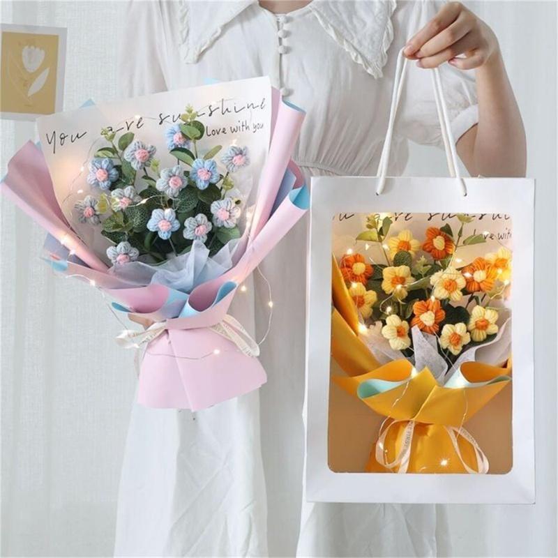 スーパーセール 手提げ袋付き ぬいぐるみ花束 手編み ブーケ 枯れない