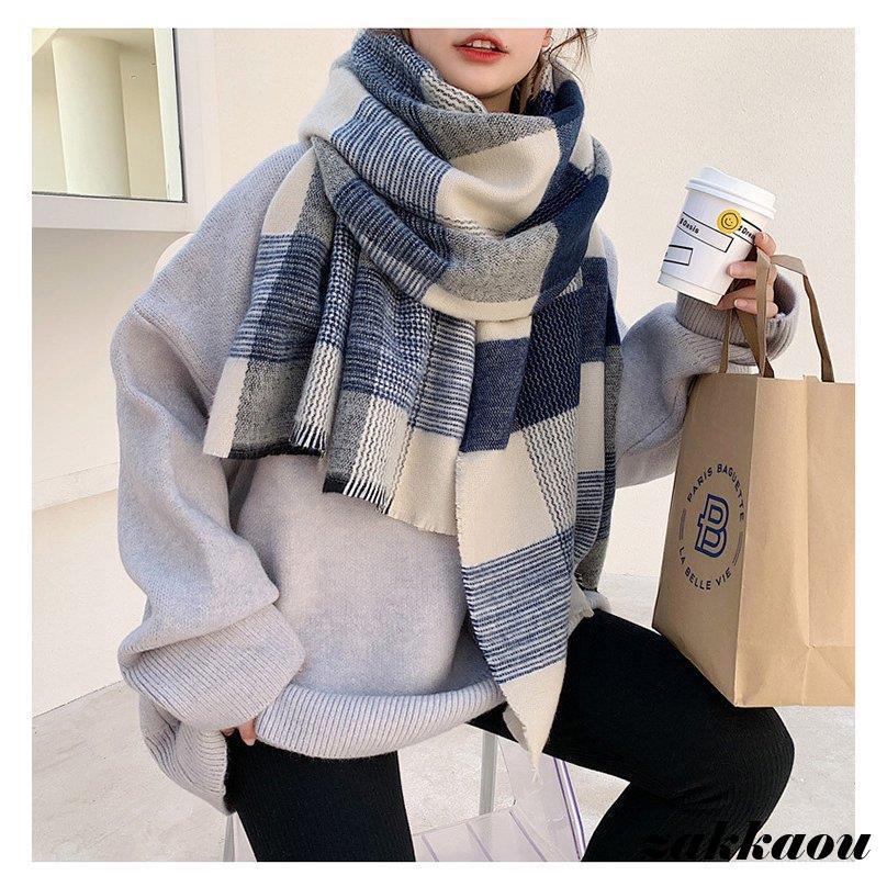 パターン付きベージュマフラー マフラー ストール ベーシックフリンジマフラー レディース