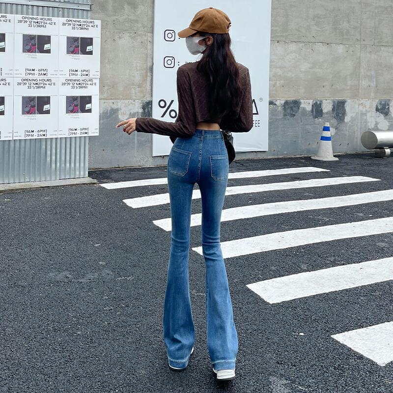 デニム ハイウエスト フレアパンツ ブーツカット パンツ ボトムス ジーンズ ズボン ジーパン レディース ベルボトム ストリート カジュアル かわいい 大人 秋｜zahuowang｜11