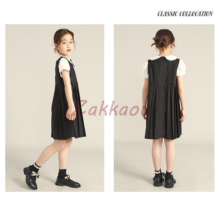 子供 ワンピース 女の子 キッズ フォーマルドレス レイヤード風 半袖/長袖 発表会 子どもドレス ジュニア 入園式 卒業式 お受験 ガールズ 七五三 110〜160cmの画像