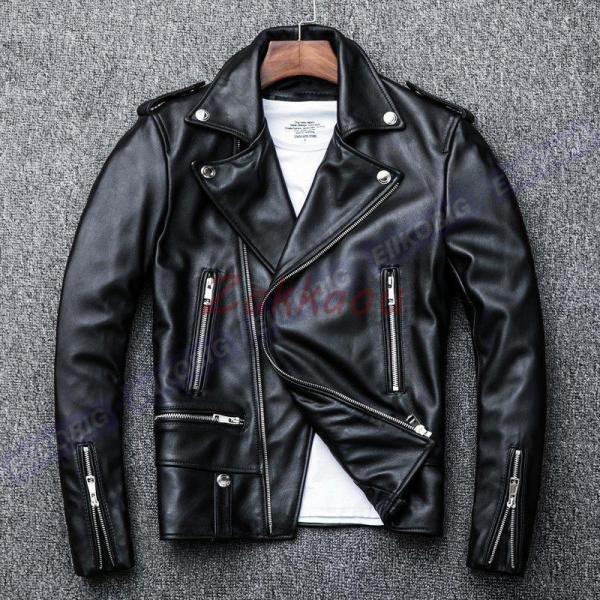ち*ん様 レザーライダース ミニジャケットMini jacket 46ショート丈 革ジャン レザージャケット メンズ 本革 バイク ライダース 羊革