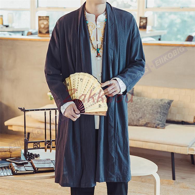 カーディガン メンズ ロング丈 日焼け止め 羽織 ジャケット アウター 着物 涼しい コート カジュアル おしゃれ大きいサイズアウター_5