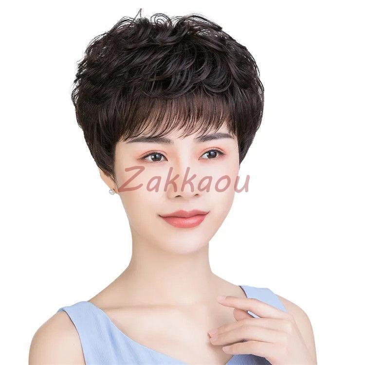 人毛 レディースウィッグ フルウィッグ 女性用ウイッグ ショート 耐熱ウィッグ 自然 ウイッグ エクステンション かつら イメチェンの画像
