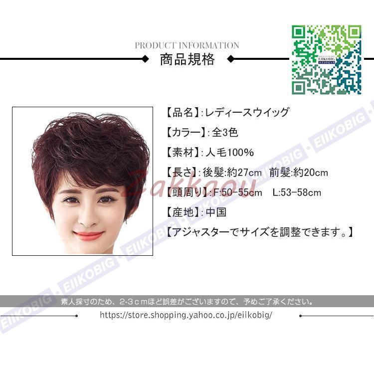 人毛 レディースウィッグ フルウィッグ 女性用ウイッグ 耐熱ウィッグ ウィッグネット付き ショート 自然 ウイッグ エクステンション かつら イメチェンの画像