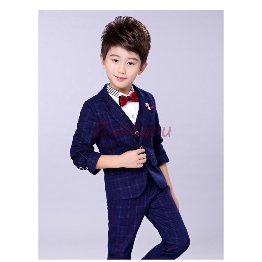スーツ　子供服　男の子　キッズ　ジュニア　タキシード　フォーマル　卒業スーツ　ピアノ　発表会　結婚式　入学式　卒業式　七五三　セットアップ100-160の画像