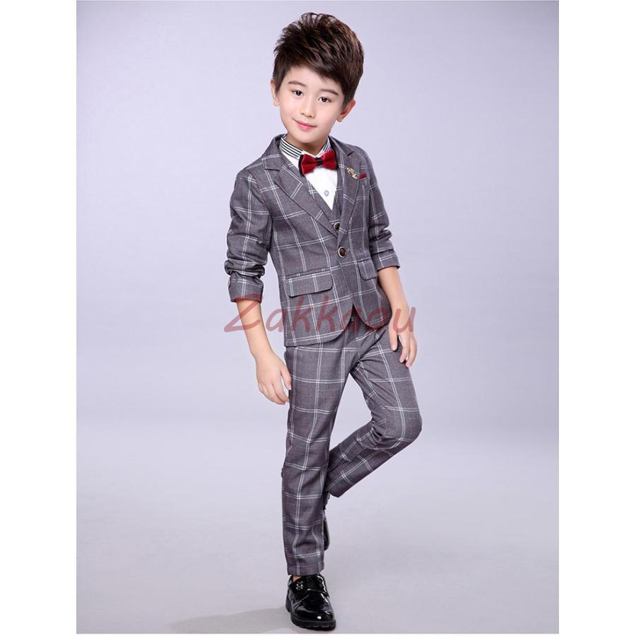 スーツ　子供服　男の子　キッズ　ジュニア　タキシード　フォーマル　卒業スーツ　ピアノ　発表会　結婚式　入学式　卒業式　七五三　セットアップ100-160の画像