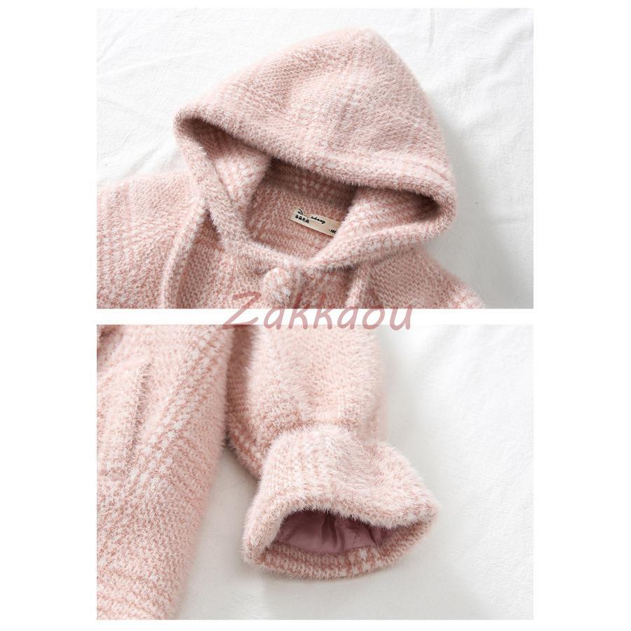 ピーコート　Pコート キッズコート　ロング丈 フード付き 秋冬　ラシャコート　女の子　子供服　ジュニア　アウター　ジャケット　キッズ　中綿コート 防寒の画像