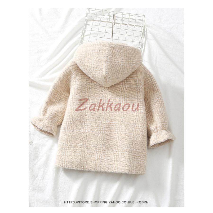 ピーコート　Pコート キッズコート　ロング丈 フード付き 秋冬　ラシャコート　女の子　子供服　ジュニア　アウター　ジャケット　キッズ　中綿コート 防寒の画像