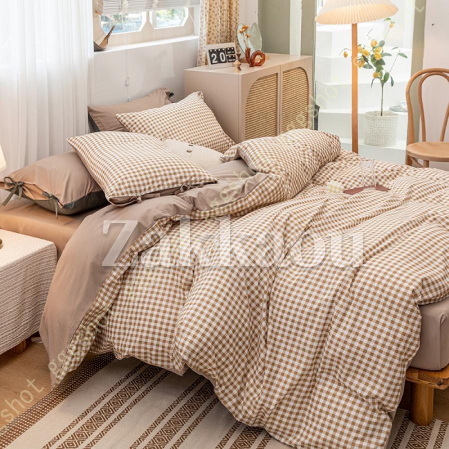 ギンガムチェック 和式 寝具カバー 3点セット シングル 綿