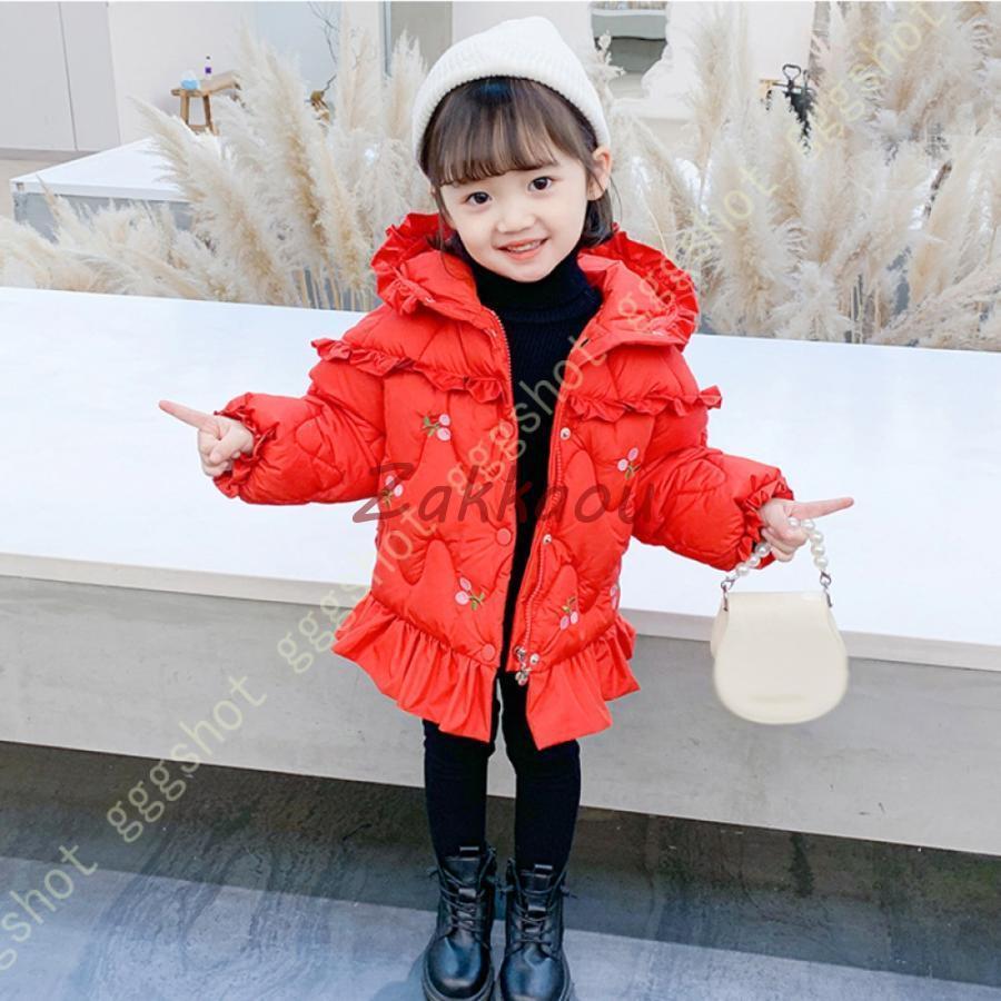 ダウンジャケット キッズ 軽量 ガールズ シンプル 可愛い フリル