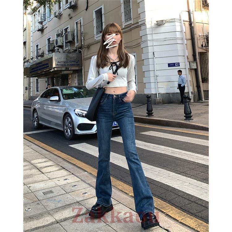 デニムパンツ ブーツカット フレア 美脚メイク ロング丈 デニムパンツ ブーツカット フレア 美脚メイク ロング丈