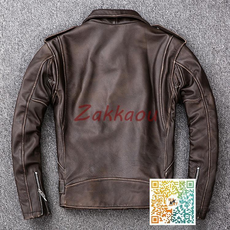 レザージャケット　牛皮/麻 ライダース バイクジャケット ジャケット メンズ 本革ジャケット