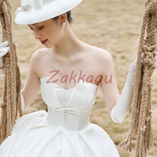 レディースファッション ウェディングドレス ミモレ丈 二次会 花嫁ドレス 結婚式 ドレス パーティードレス Aライン おしゃれ 個性的 可愛い ナチュラルの画像