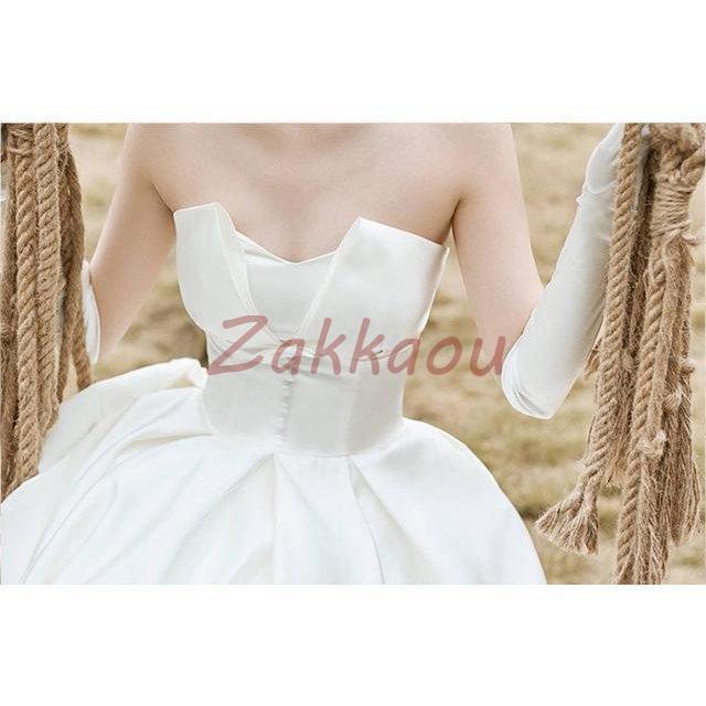 レディースファッション ウェディングドレス ミモレ丈 二次会 花嫁ドレス 結婚式 ドレス パーティードレス Aライン おしゃれ 個性的 可愛い ナチュラルの画像