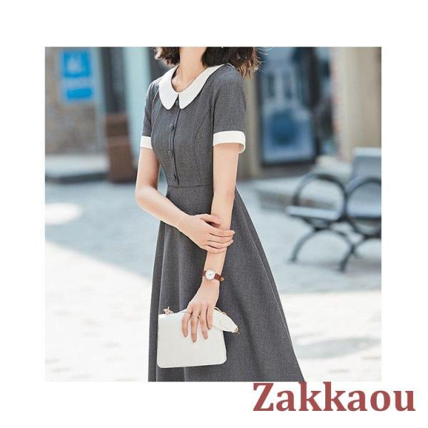 ワンピース レディース フォーマル ドレス 白襟付き おしゃれ 40