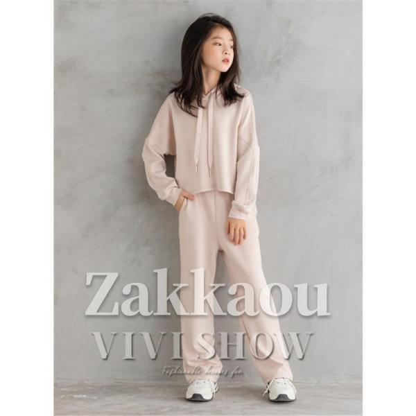 子供服 ジャージ レジャー セットアップ 女の子 運動着 上下セット パーカー+パンツ 2点セット キッズ スポーツウェア 長袖スウェット 通学着の画像