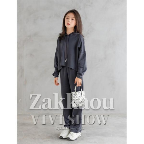 子供服 ジャージ レジャー セットアップ 女の子 運動着 上下セット パーカー+パンツ 2点セット キッズ スポーツウェア 長袖スウェット 通学着の画像